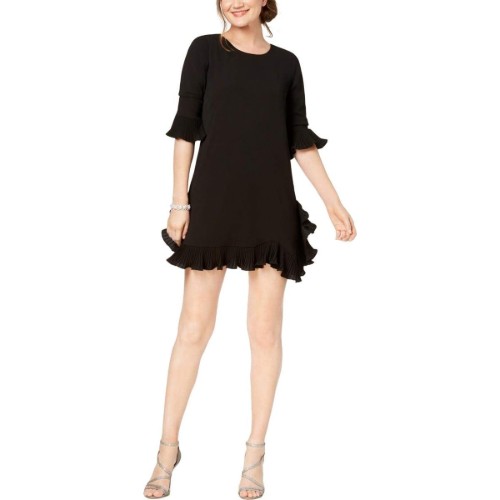 MSK-Womens-Petite-Ruffle-Hem-Dress-in-Ghost-Crepe-Fabric